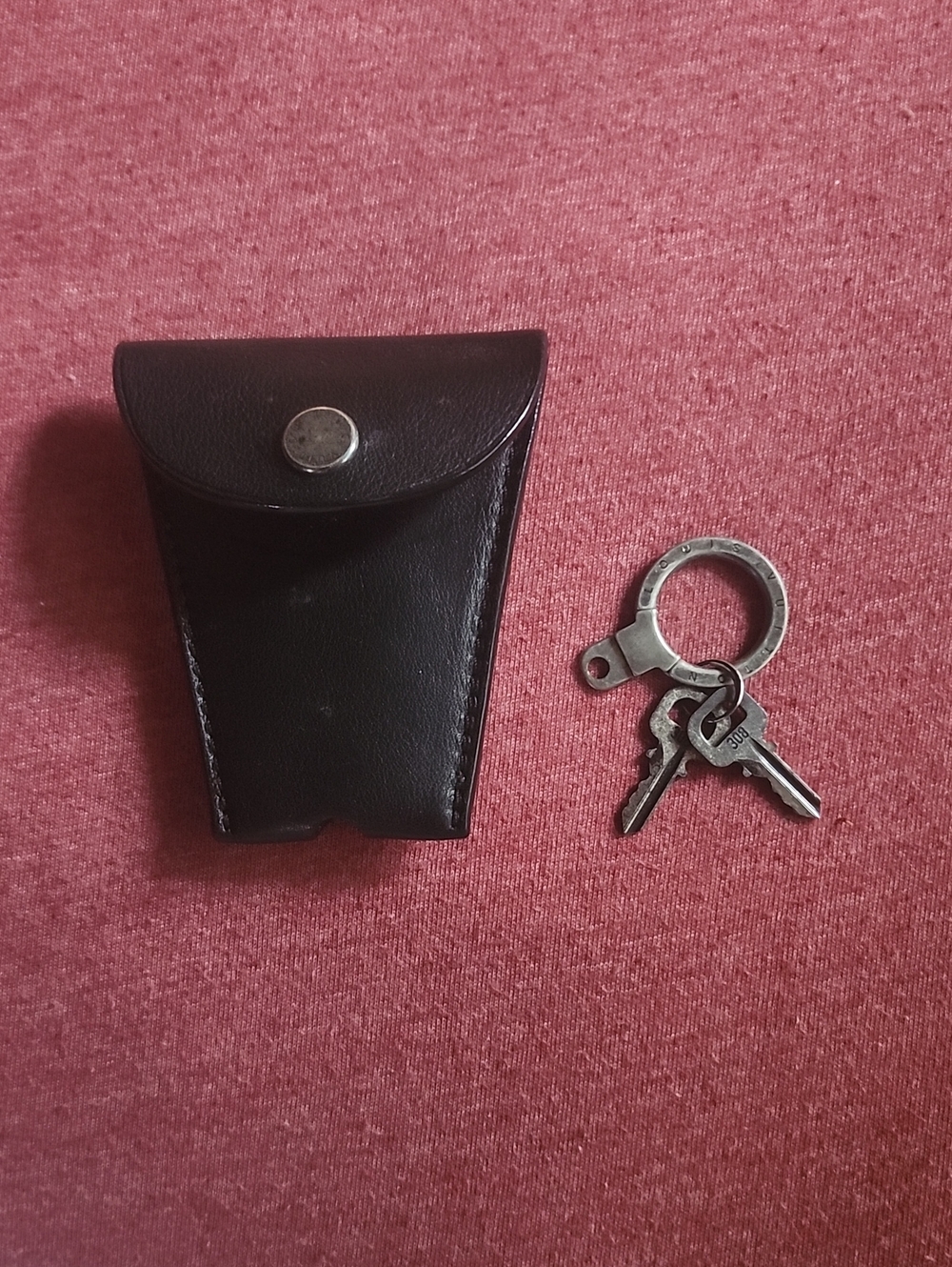 Authentic Louis Vuitton Black Leather Key Bell Clochette Set Key 308